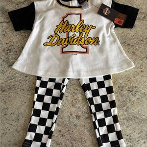 NWT Harley-Davidson Baby Girls' 2 Piece Infant Racing Tee & Pant Set (12/18M)